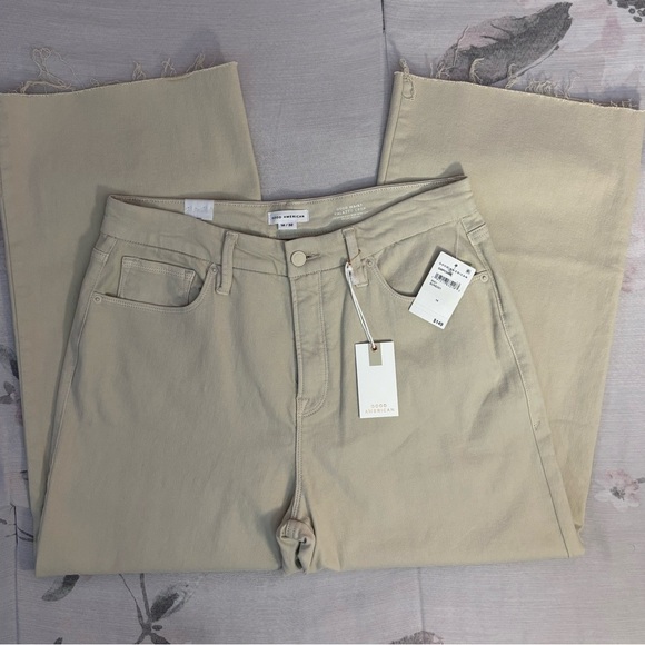 Good American High Rise Cropped Wide Leg Palazzo Jeans Sz 14/32 In Bone NWT - - Picture 4 of 13